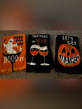 Halloween Drinking Themed Hand Towels Set of 3